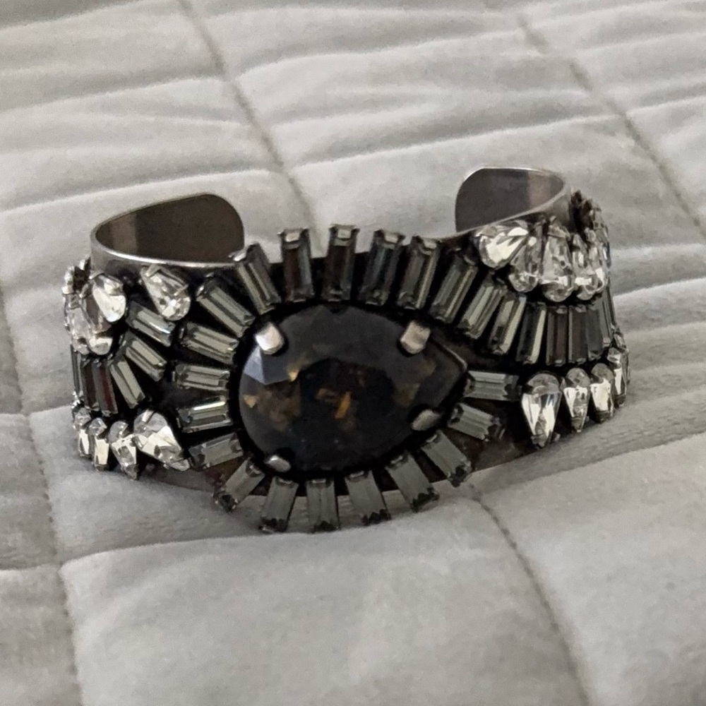 Dannijo Black Crystal Open Cuff Bracelet